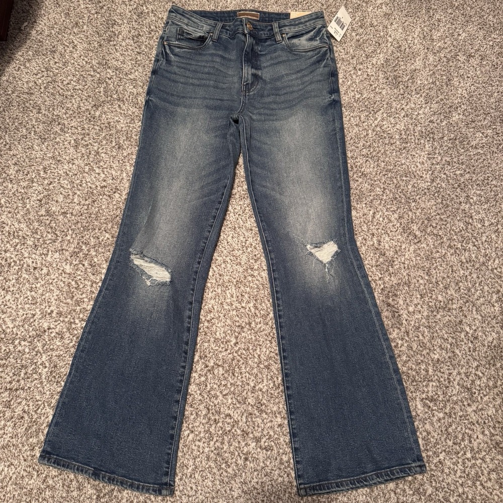 KUT from the Klothβ Women's 6 High Rise Nadia Flare Medium Wash Blue Jeans New